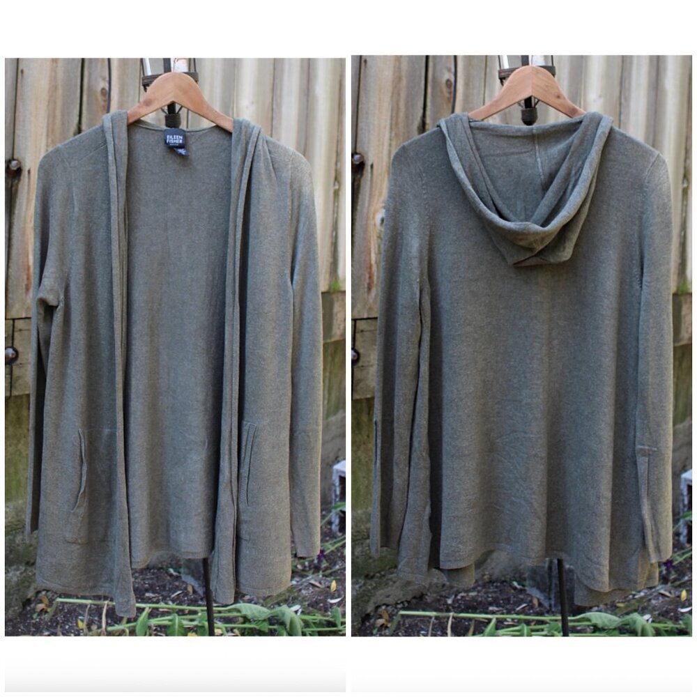 Eileen Fisher - Cozy Viscose Stretch Hooded Cardigan, PS Vanity size - fits M L